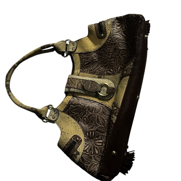 Sharif Brown and Tan Floral Shoulder Bag - Picture 1 of 3